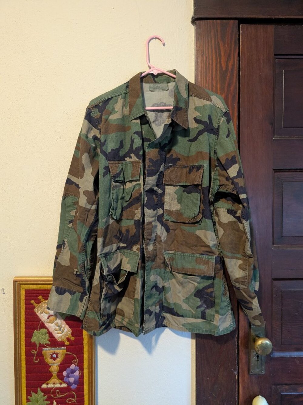Vintage Military Combat Coat M81 Woodland Camouflage Men's Medium Terry Mfg